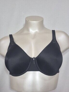 36DD Breezies Unlined Seamless Cup Lace Trim Underwire Bra Black